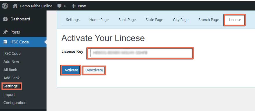 License Activate Deactivate